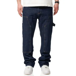 behype. Herren Jeans Straight-Fit Carpenter Jeanshose 100% Baumwolle Denim Hose Used Look Men's - 30W / 32L