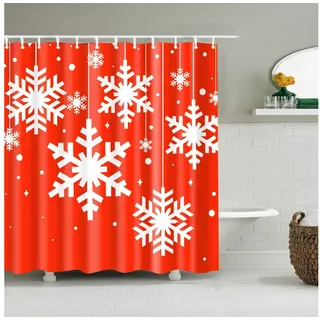 BTTO V&G Duschvorhang Badezimmer Vorhang mit Haken,Weihnachts-Duschvorhang Breite 180 cm (1-tlg), Antischimmel Umweltfreundlich,für Badezimmer