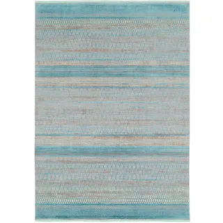 Dieter Knoll Webteppich Tinto Maestro, Grau, Türkis, Textil, Streifen, rechteckig, 200x240 cm, Oeko-Tex® Standard 100, für Fußbodenheizung geeignet, pflegeleicht, Teppiche & Böden, Teppiche, Webteppiche