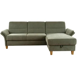 Cantus Ecksofa, Grün, Holz, Buche, massiv, 3-Sitzer, Ottomane rechts, L-Form, 252x162 cm, Made in EU, Rücken echt, Wohnzimmer, Sofas & Couches, Wohnlandschaften, Ecksofas