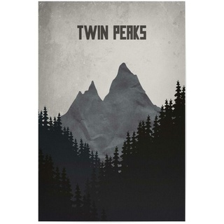 artboxONE Poster 30x20 cm Typografie Twin Peaks hochwertiger Design Kunstdruck - Bild Wald bäume Mountain