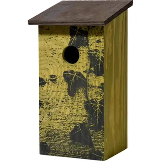 dobar® 11025e Nistkasten "Fagus Sylvatica" - Nisthöhle Wildvögel - Nisthilfe aus Multiplexholz - Meisenkasten - Vogelkasten Ø 35 mm Einflugloch - Vogelhaus Motiv: Buche - 15,5 x 14,5 x 30 cm - Grün