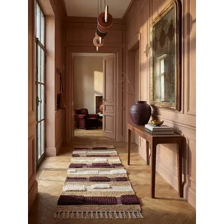 KADIMA DESIGN Teppich Handgewebt Naturfasern Jute Baumwolle Wolle | Modernes Block-Design Strapazierfähig mit Fransen | 60x230cm