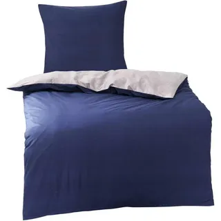 Traumschlaf Mako-Satin Texture Dunkelblau 155 x 220 cm + 80 x 80 cm