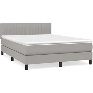 vidaXL Boxspringbett mit Matratze Hellgrau 140x200 cm Stoff1399095