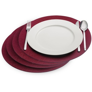 Westmark Tischsets Cozy – Set aus 4 runden Platzdeckchen, edles Platzset als Tischunterlage, für Esstisch Zuhause oder Gastronomie – Polyester, Ø 35 cm, Rot