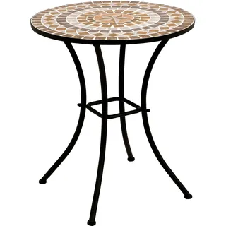DEGAMO Bistrotisch LUCCA 60cm rund, Eisen schwarz und Mosaik terracottafarben