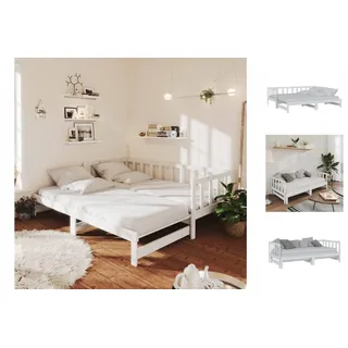 vidaXL Bettgestell Gästebett Tagesbett Ausziehbar Weiß 2x90x200 cm Massivholz Kiefer Bett weiß