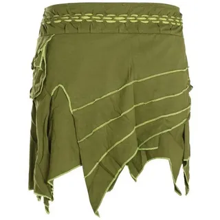 Vishes Zipfelrock Zipfelrock Elfenrock Patchwork Asymmetrisch Tasche Hippie, Ethno, Goa Style grün 44