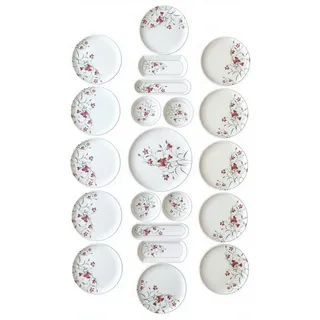 Hermia Concept Geschirr-Set (21-tlg), 12 Personen, Keramik, 12 Personen geeignet, Spülmaschinengeeignet rot|weiß
