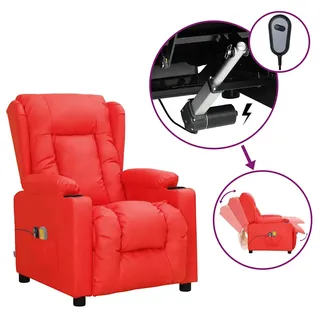 Elektrischer Massagesessel mit rotem Kunstleder und Shiatsu Massage