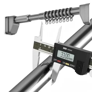 Gardinenstange Ohne Bohren, 0.4m-5.0m, Ø33mm Teleskop-Duschvorhangstange, Ausziehbare Teleskopstange, Klemmstange Lange verstellbare Gardinenstange for große Fenster(Grau,360-450cm (142-177in))