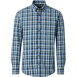 Langarmhemd CASAMODA "CASAMODA Freizeithemd extra langer Arm 72cm kariert", Herren, Gr. XL, Normalgrößen, bunt (petrol), 100% Baumwolle, kariert, lässig geschnitten, Hemden