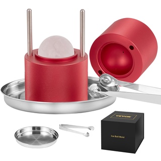 Vevor Eiswürfelbereiter Eiswürfelformen Satz 60 mm, Eiswürfelform Eiskugelform mit Eiszange & Urlaub, Rot