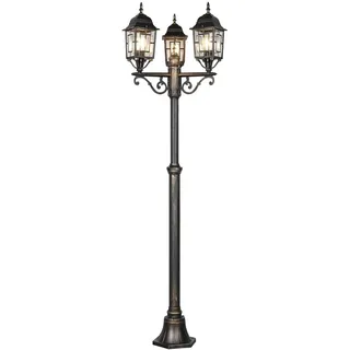 meineWunschleuchte Straßen-Laterne Rostoptik Außenlaterne antik, | Höhe 200cm, mit 3x E27 LED, Außenlampe Landhausstil Wegbeleuchtung für Gartenwege und Einfahrten IP44