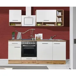 Küchenzeile mit Geräten Eichefarben/Weiß B: ca. 220 cm