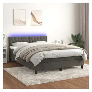 vidaXL Boxspringbett 140 x 190 cm Dunkelgrau