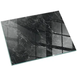 Tulup Glasbodenplatte Elegantes Marmormuster 80 x 60 cm Schwarz