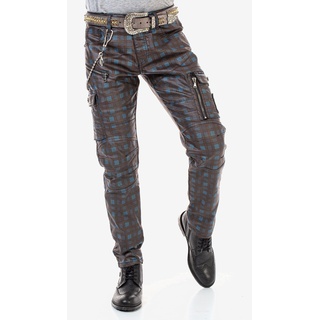 Straight-Jeans CIPO & BAXX Gr. 33, Länge 32, blau (blau, grau) Herren Jeans Straight Fit mit lässigem Karomuster