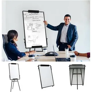Famanu Magnettafel auf Rollen, höhenverstellbar - Präsentationen und Notizen, 70 x 100 cm, Schwarz