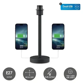 Home Sweet Home Lampenfuß Charge 39  (10 W, Höhe: 39 cm, Schwarz, Edelstahl, E27)