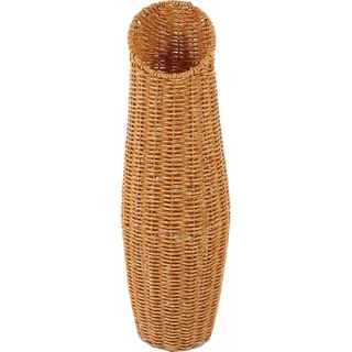 Bodenvase aus Kunststoff in Beige, Weihnachten Geschenkideen | Imitation Rattan Optik, Schlanke Form für Zweige, Schilfgras, Büro oder Eingangstisch, 1 Stück Vase