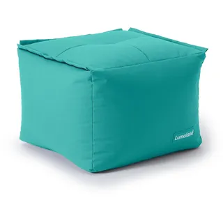 Lumaland Sitzsack-Lounge Modular Pouf | Individuell erweiterbarer & Leichter Hocker | Waschbare Sitzmöbel für Innenräume & Garten | Indoor & Outdoor Lounge Garnitur | 54x54x54 cm [Türkis]