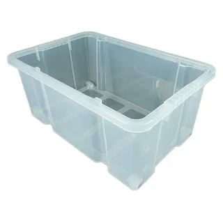 Novaliv 3x Aufbewahrungsboxen mit Deckel Rollen 55l 61x40x34 transparent Transparent Kunststoffbox mit Deckel Stapelkiste Verstauboxen Spielzeugkisten Stapelbox