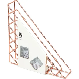 Umbra Strum Wand Zeitschriftenhalter im Geometrischen Design – Modernes Wandboard für Bücher, Magazine, Zeitungen und Mehr – Anbringung in 3 unterschiedlichen Ausrichtungen Möglich, Metall / Kupfer