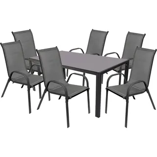Mojawo Gartengarnitur Sitzgarnitur Stapelstühle Stapelsessel 7teilig 160x90cm