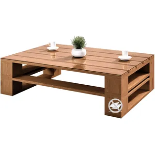 sunnypillow Palettenmöbel Europaletten Indoor und Outdoor Lounge Gartenmöbel Holz Gartenmöbel Set Lounge Möbel Terrasse Balkon Loft Stil Paletten | Eiche Couchtisch 80 x 80 cm Höhe : 40 cm
