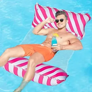 Luftmatratze Pool, Pool Spielzeug Wasserhängematte Erwachsene, 4 in 1 Aufblasbare Pool Spielzeug Wasserspielzeug Wasser Hängematte Luftmatratze für Erwachsene/Kinder(Rot)
