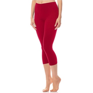 Antie Leggings Damen 3/4 Capri Hose aus Baumwolle AN60-101 (1-tlg) elastischer Bund rot S