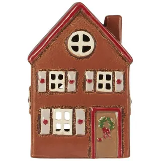 ib laursen Lichthaus STILLENAT Rotes Dach Weiße Fensterläden 15 cm Teelicht Keramik