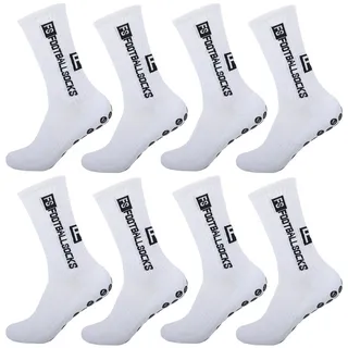 GWEOR 4 Paar Rutschfeste Fußball Socken Fußballsocken football socks, Größen 36-44, Fussball Socken für Herren & Damen,Anti-Rutsch Grip Socken Fussball, Sportsocken Atmungsaktiv - FS - Weiß