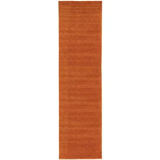 Läufer MORGENLAND "GABBEH FEIN UNI" Teppiche Gr. B/L: 80 cm x 200 cm, 18 mm, 1 St., braun (rost) Teppichläufer pure Schurwolle Einfarbig, Wohnzimmer