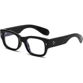 Vintage Sonnenbrille Rechteckig für Damen Herren Retro Quadratisch Sonnenbrille Trendige Getönte Brille Eckig 90er Jahre UV400 Schutz Schwarz Klar