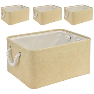Mangata Stoff Aufbewahrungskorb für Schrank, Mehrere Größen und Farben, Regalkörbe Aufbewahrungsbox, 4er Pack (Beige, Mittel)