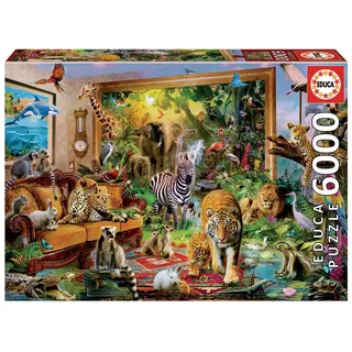 Educa 9217679 Wilde Tiere im Haus 6.000 Teile Puzzle