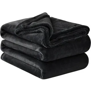 Kuscheldecke Fleecedecke Couchdecke Sofadecke XXL 220 x 240 cm Schwarz