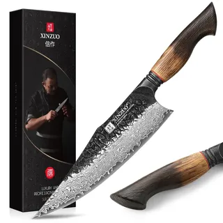 XINZUO 21,9cm Kochmesser Damastmesser Handgeschmiedet 67 Schichten Damaststahl Chefmesser -Profi Scharfe Küchenmesser 10Cr15CoMoV Stahlkern -Ergonomischer Griff aus Weißeiche -Mo Serie