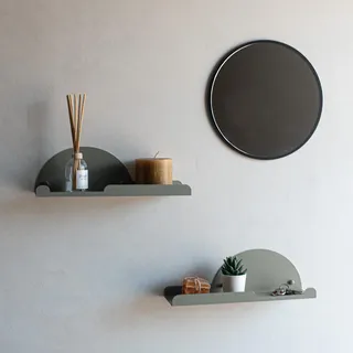 MILUKA Set 2 Wandregale mit Kleiderbügel 35 cm Grün | Wandregal mit Haken | Wandregal mit Haken | Jackenhalter Wand | Regal für Flure | Wandaufhänger mit Haken | Hundegarderobe mit Ablage (2, Grün)
