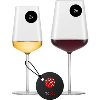 Zwiesel Glas Vervino Weinglas Set | Limited Edition (2x Rotwein, 2x Weißwein), edle Gläser für verschiedenste Rebsorten, spülmaschinenfeste Tritan®-Kristallgläser, Made in Germany (Art.-Nr. 122559)