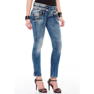 Slim-fit-Jeans CIPO & BAXX Gr. 29, Länge 34, blau Damen Jeans Röhrenjeans mit Dreifach-Bund