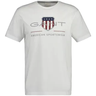 GANT Herren T-Shirt - REGULAR ARCHIVE SHIELD, Rundhals, kurzarm, Baumwolle, Print Weiß 4XL