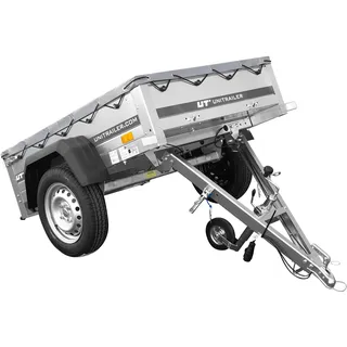 Kleinanhänger für Pkw Garden Trailer 150 Kipp 150x106 cm 750 kg [mit Flachplane, Planenträgern, Stützrad]