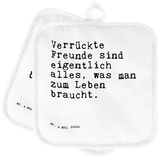 Mr. & Mrs. Panda Topfuntersetzer Verrückte Freunde sind eigentlich... - Geschenk, Spruch Geschenke, Topflappenset, Topflappen lustig, Weisheiten,
