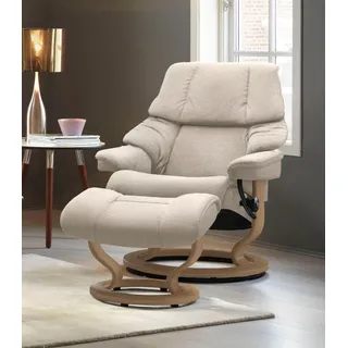 Relaxsessel STRESSLESS "Reno" Sessel Gr. ROHLEDER Stoff Q2 FARON, Classic Base Eiche, Relaxfunktion-Drehfunktion-PlusTMSystem-Gleitsystem, B/H/T: 79 cm x 98 cm x 75 cm, beige (light q2 faron) Lesesessel und Relaxsessel mit Classic Base, Größe S, M & L, Gestell Eiche