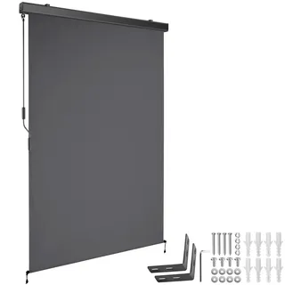Tectake tectake® Senkrechtmarkise, verschiedene Größen, pulverbeschichtetes Aluminiumgehäuse, inkl. Wandhaltern