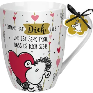 Sheepworld Tasse mit Spruch "Jemand hat dich lieb" | Kaffeetasse, Porzellan, 30 cl | Sheepworld Lieblingstasse, Geschenk Liebe | 59600